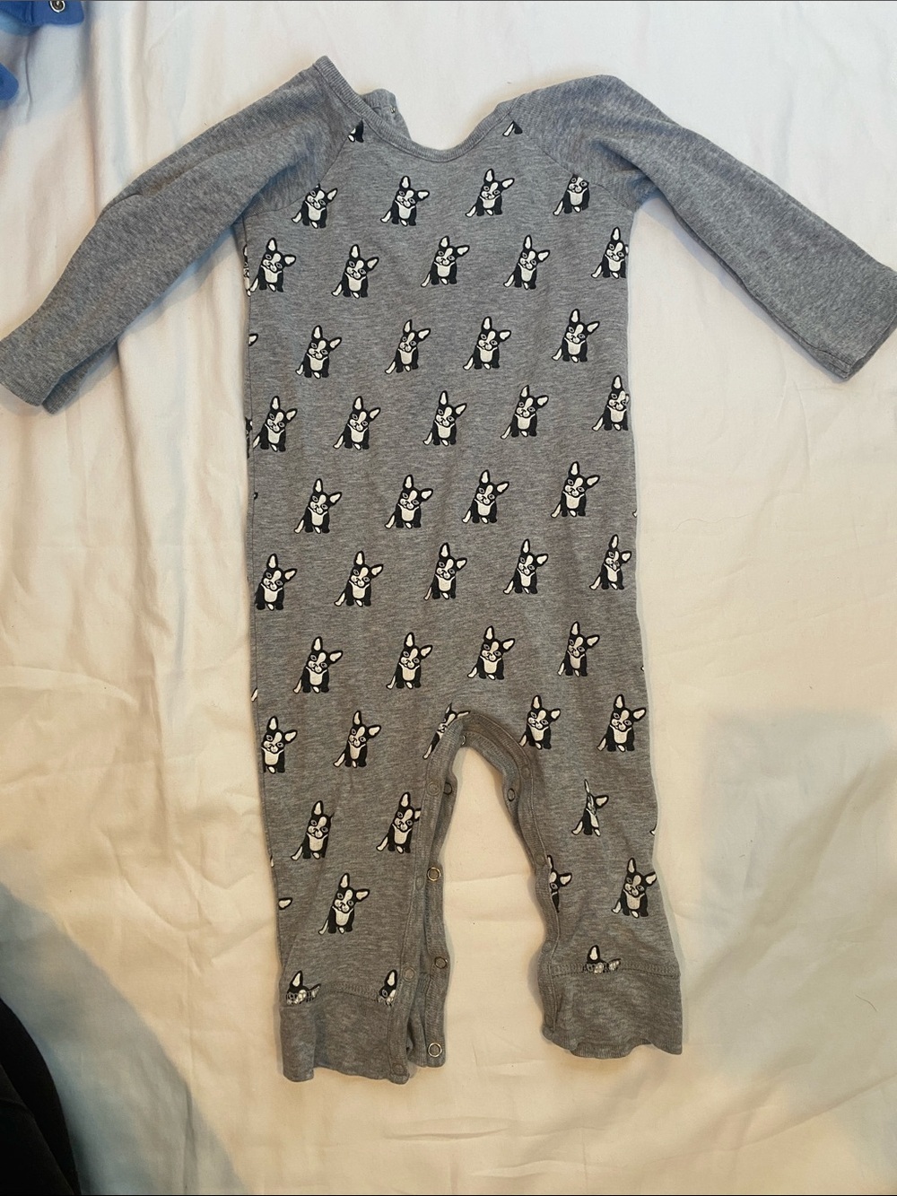 Grey Puppy Print Footed One-Piece for Kids